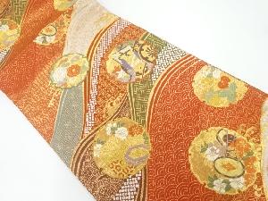 雪輪に御所車模様織出し袋帯